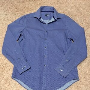 Van Heusen vivid slim fit stretch purple print long sleeve dress shirt men M